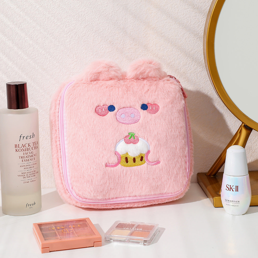 Wholesale Winter Cartoon Plush Square Cosmetic Bag